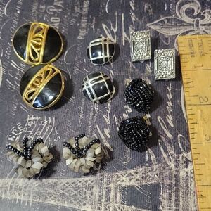 Elegant Black and Gold Clip On Earrings Sets